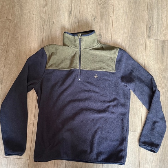 Brooks Brothers Men's Green and Blue Color Block Quarter Zip Fleece - M - Picture 4 of 9